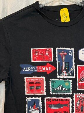 Chalo & co Seattle postage stamp Orca Mt Rainier Space Needle tee XS NWT